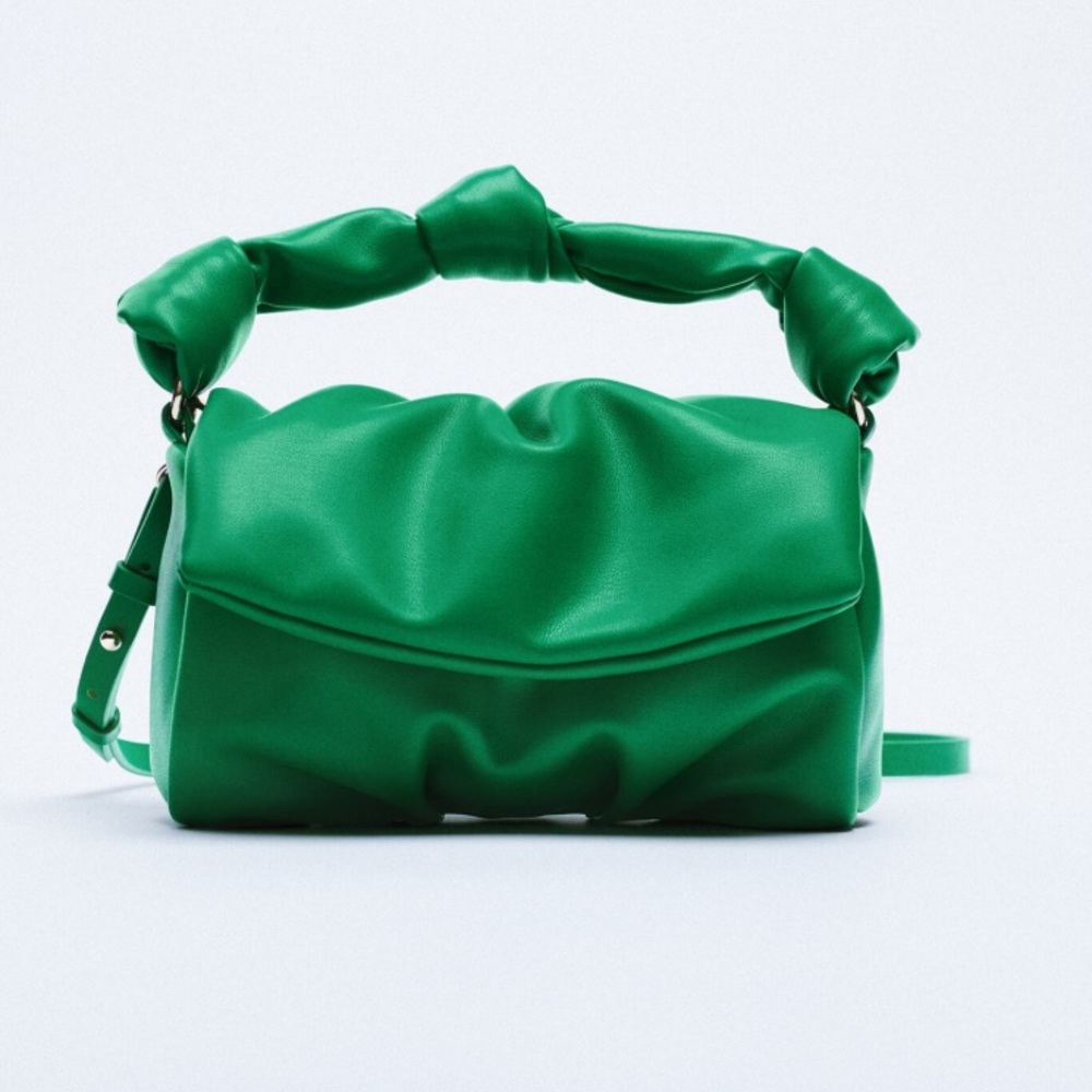 Zara Green Knotted Handle Crossbody Bag